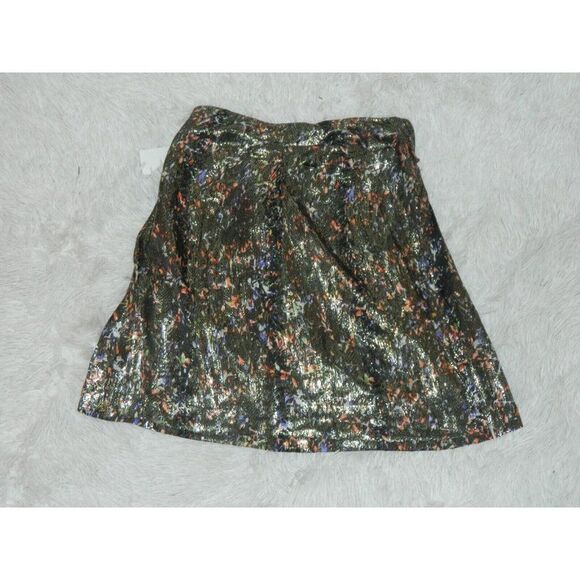 IRO Skirt Size 4 Metallic Bronze Floral Silk Mini - Picture 7 of 12